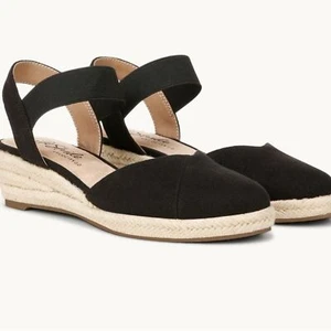 Sandalias de cuña alpargata LifeStride Kimmie negras talla 10 correa ancha para el tobillo nuevas sin etiquetas - Imagen 1 de 9