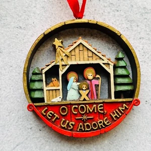"O Come Let Us Adore Him Natividad Adorno de Navidad 3""" - Imagen 1 de 3