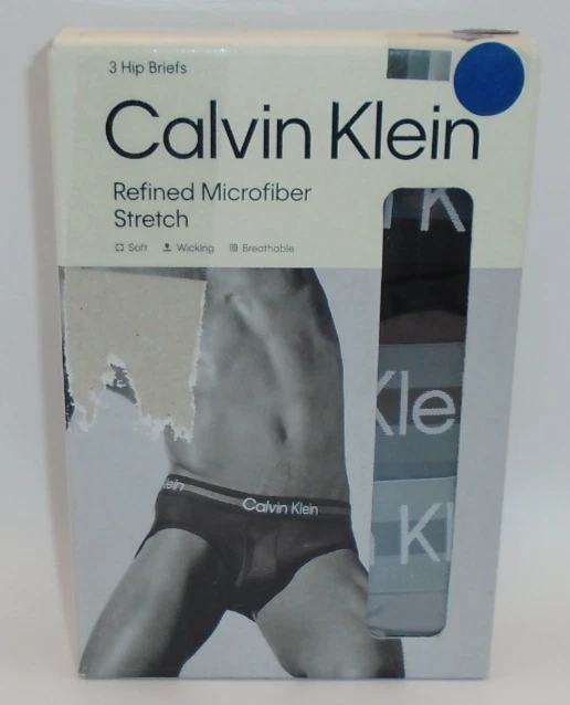 NEW MEN'S "CALVIN KLEIN REFINED MICROFIBER STRETCH HIP BRIEF 3 PACK UNDERWEAR" - Image 1 of 1