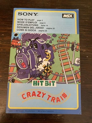 MSX - KONAMI SONY - Crazy Train - EUROPEAN ORIGINAL MANUAL ONLY!! - Imagen 1 de 2