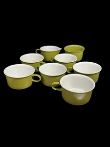 VTG Allied Chemical Briard Attributed Melamine Avocado Mugs Sugar Creamer Set - Picture 1 of 7