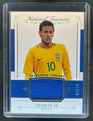 2018 National Treasures Neymar Jr Treasured Threads Jersey #/99 Brazil - Image 1 of 2