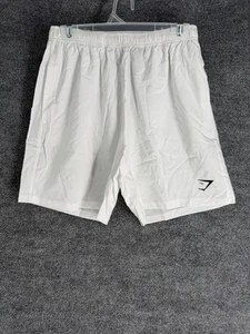 Gymshark Shorts Herren M L XL weiß Slim Fit Ankunft 7" ohne Futter Fitnessstudio Laufen - Bild 1 von 7