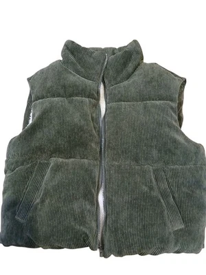 Жилет на молнии Ci Sono верхняя одежда оливковый вельвет шерпа с подкладкой L - Изображение 1 из 4