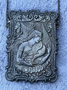 Rare 19c American Sterling Silver Plated Castl Top Card Case Goddess/US Capitol - Picture 1 of 11