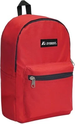 Mochila básica Everest roja, mediana - ligera duradera mochila de viaje escolar Foto 1 de 4