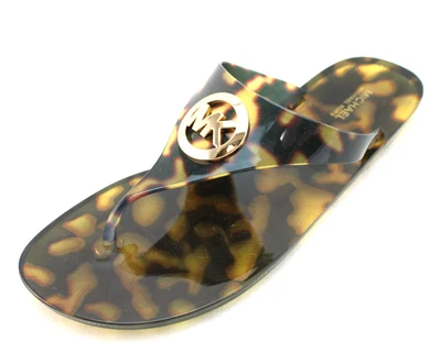 Sandalias de Tanga para Mujer MICHAEL KORS Lillie Jelly Talla 8 MK Oro Insignia Logo Foto 1 de 4