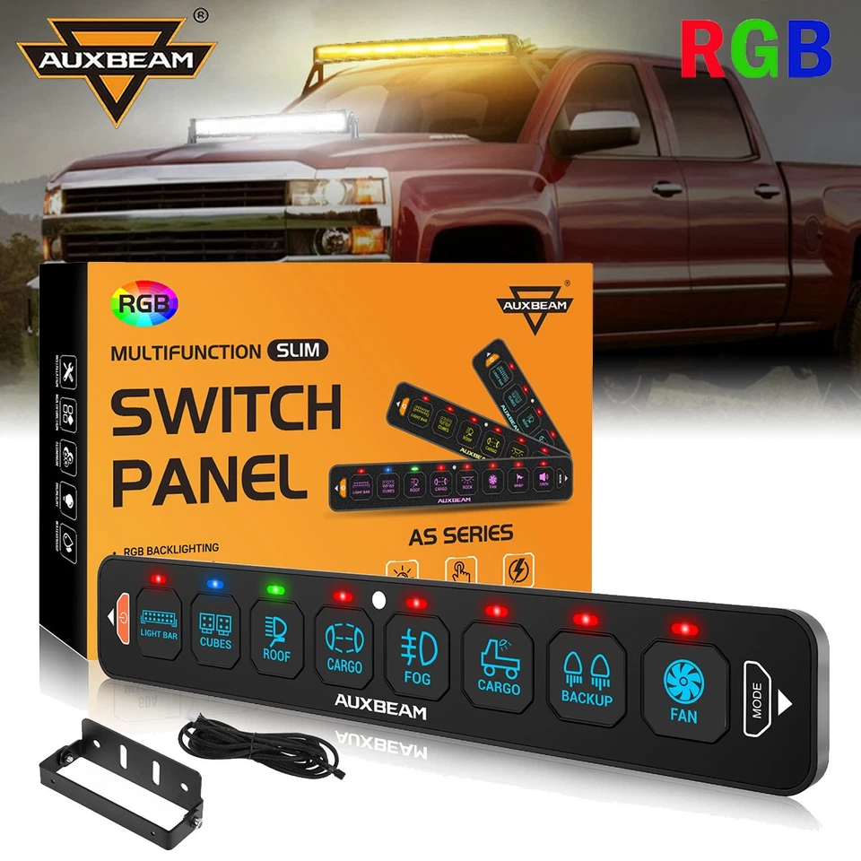 Panel de interruptores Auxbeam AS-R80 8 velocidades RGB para Chevrolet Express 1500 2500 1996-2017 Foto 1 de 4