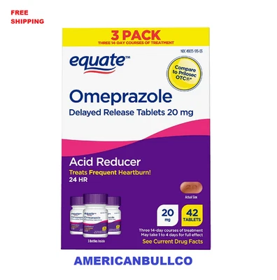 Comprimidos redutores de ácido Equate Omeprazol 20mg para alívio da azia, 42 quilates - Imagem 1 de 4