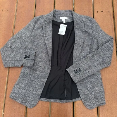 Women’s Gray And Black H&M Business Casual Blazer Size 12 NWT Office Secretary - Image 1 of 4