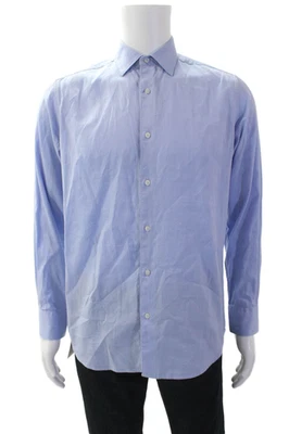 Camisa de vestir Massimo Dutti para hombre con botones azul algodón talla mediana Foto 1 de 4