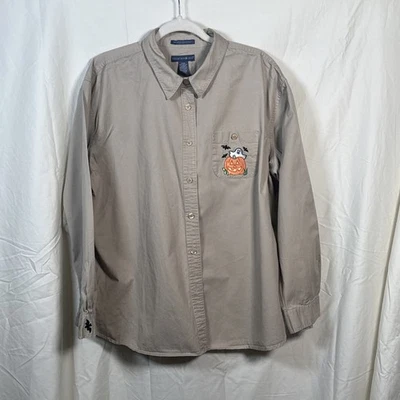 Blusa Mountain Lake XL Halloween Botón Delantero Bronceado Fantasma Murciélago Calabaza Foto 1 de 4