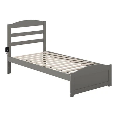 AFI Warren Solid Wood Twin Platform Bed with Footboard in Gray - Image 1 of 4