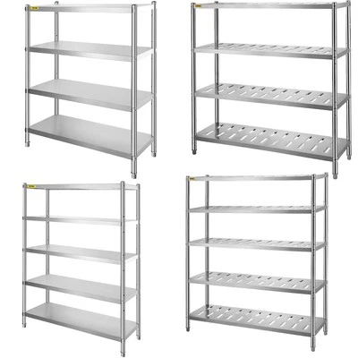 Стеллажи VEVOR из нержавеющей стали высокопрочные кухонные полки 4/5 яруса однотонные/перфорированные - Изображение 1 из 2