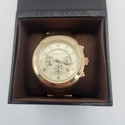 Michael Kors MK8077 超大 Runaway 金色手表 男式 全新电池 — 第 1/4 张图片