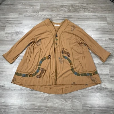 Vintage Blue Fish Clothing Dress Top Womens Size 1 Orange Art Lagenlook USA Made - Image 1 of 4