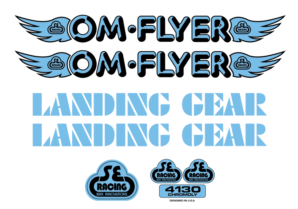 Juego de calcomanías SE Racing "OM FLYER" - AZUL BEBÉ/NEGRO (de SE Racing) Foto 1 de 1