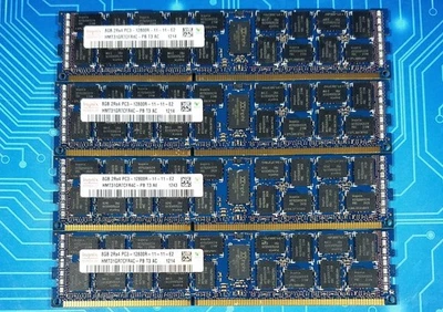 32GB (4x8GB) PC3-12800R DDR3-1600MHz 2Rx4 Reg-ECC Hynix HMT31GR7CFR4C-PB - Image 1 of 2