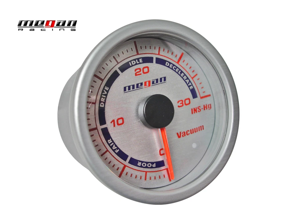 Megan Racing Vacuum Ratio Meter 52mm Silver Gauge LED lamps MR-MG-VM - Image 1 of 1