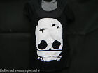 FASHION SCARY ANGRY BLACK SKULL & TEETH LADIES ZIP MOUTH TOP T-SHIRT ONE SIZE 