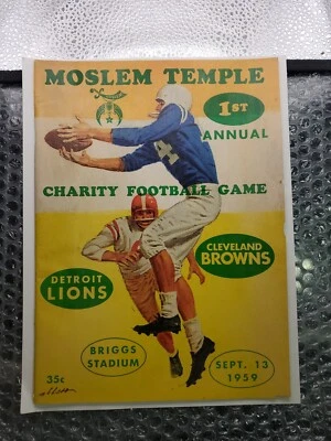 1959 Briggs Stadium Moslem Temple 1st Annual Charity Football Game Program Rare  - Image 1 of 4