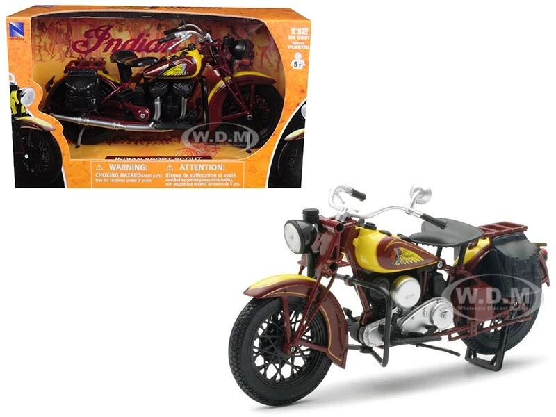 1934 INDIAN SPORT SCOUT BROWN 1/12 DIECAST MOTORCYCLE MODEL BY NEW RAY 42113 - Image 1 of 1