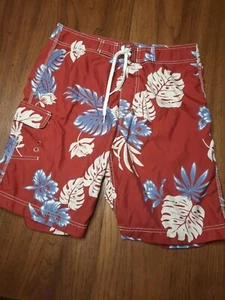 American Eagle Outfitters Mens Red Floral Swim Trunks Board Shorts Size 32 - Picture 1 of 9