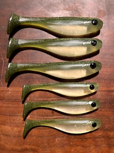6 Custom Hand Poured Soft Plastic Swimbaits color/ black eyed Gizzard - Picture 1 of 3