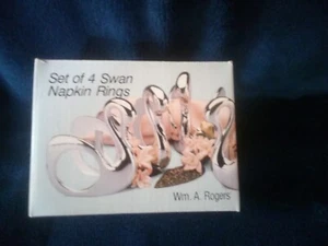 Vintage Silver Tone SWAN Napkin Rings Set of 4 - Picture 1 of 1