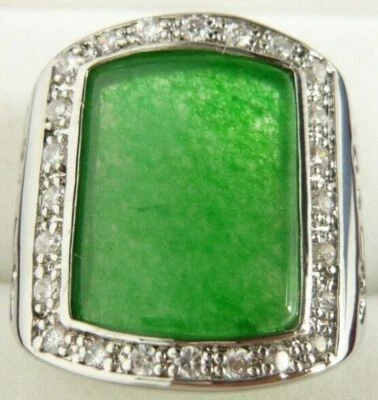 Crystal Inlay Natural Agate Tiger's eye Moonstone Emerald Gemstone Ring AAA - Image 1 of 4