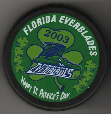 Florida Everblades 2003 Happy St. Patrick's Day Sh Gator Skate ECHL Hockey Puck Cover