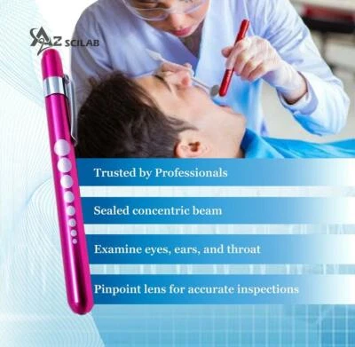 ENFERMERA ROSA Reutilizable Aluminio Pluma Bolsillo Médico LED con Medidor de Pupila Foto 1 de 4