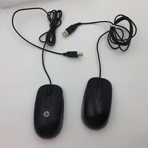 2 HP USB 3 Button Optical Wired Mouse - Black. Tested working - Picture 1 of 7