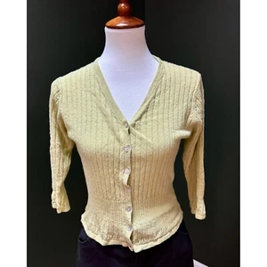 Vintage Dressbarn Knit Cardigan Cropped 3/4 Sleeve Button Up Sweater Size 10 - Picture 1 of 5