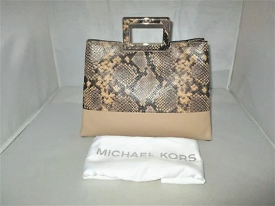 Cartera Michael Kors Kristen con asa superior grande de cuero en relieve $398 camel oscuro Foto 1 de 4