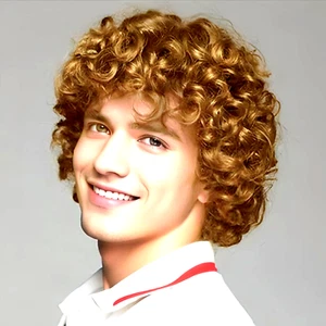TSESES Man Curly Golden Blonde Short Afro Wig cosplay costume hair synthetic men - Picture 1 of 16
