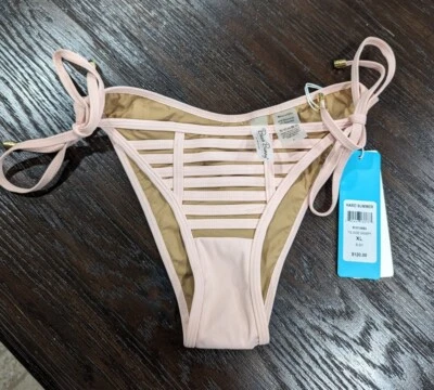 Beach Bunny Duro Verano Corbata Lateral Escasa Bikini Parte Inferior Rubor Rosa XL NUEVO CON ETIQUETAS Acanalado Foto 1 de 3