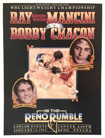 REPLICA Ray "Boom Boom" Mancini vs Bobby Chacon Boxing Fight Reproduction Poster Cover