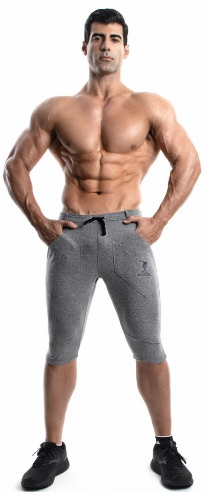 Pantalones deportivos de yoga DEMIG grises para hombre 3/4 cintura elástica entrenamiento joggers  Foto 1 de 4