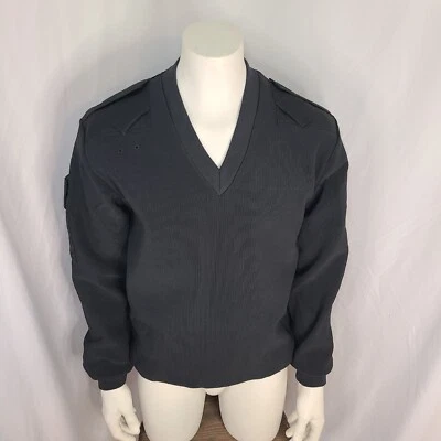 Camisa de manga larga estilo militar y policial británico con cuello en V talla 42 negra Foto 1 de 4