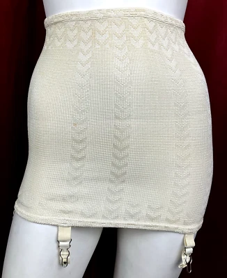 Винтажный Charmode деко 30-х 40-х вязаный нижний пояс прикрепленный подвязки слоновой кости подвязки - Изображение 1 из 4