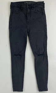 American Eagle Jeans Super Stretch X Womens 4 Short Black Skinny Pants Hi-Rise - Picture 1 of 12
