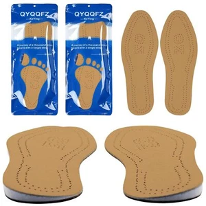 QYQQFZ 1 Pair Leather OX Leg Orthopedic Insoles Heel Inserts Lift Shoe Wedge ... - Picture 1 of 6
