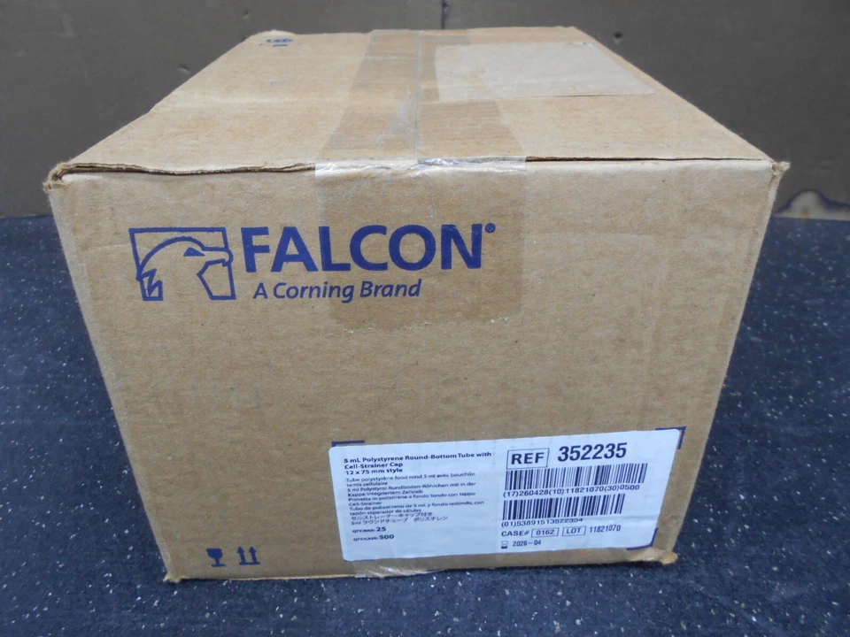 Corning Falcon 5ml Round Bottom Polystyrene Tube W Cell Strainer Snap Cap 352235