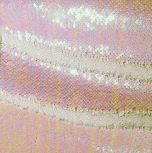 Iridescent PINK & WHITE Reversible 5mm Sequin Fabric Flip Two Tone Mermaid Cloth - Picture 1 of 2
