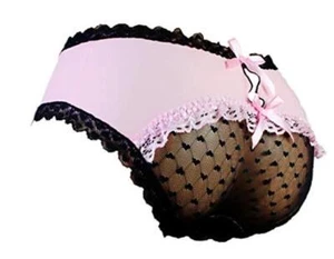 SISSY pouch panties men's hipster panty lace bikini briefs lingerie Large Pink - Picture 1 of 5