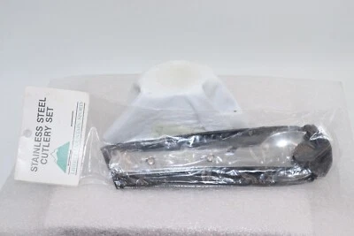 L.L. Kit de campamento de frijoles tenedor/cuchillo/cuchara de acero inoxidable con funda negra Foto 1 de 4