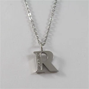 Necklace S'Agapo Steel Alphabet SALR2 Initial R with Crystals And Chain 45 CM - Imagen 1 de 1