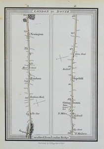 RAINHAM, BAPCHILD, SITTINGBOURNE, KENT, E. Mogg Antique Strip Road Map 1808 - Picture 1 of 1