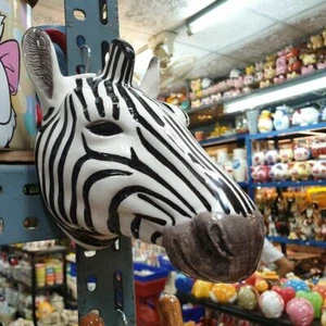 Zebra Head Figurine Hang Vase Wall Ceramic Succulent Planter Flower Home Décor - Picture 1 of 11
